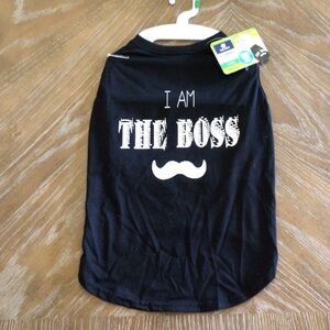 Top Paw Dog Pet I Am The Boss Black Tee Shirt Size Large
